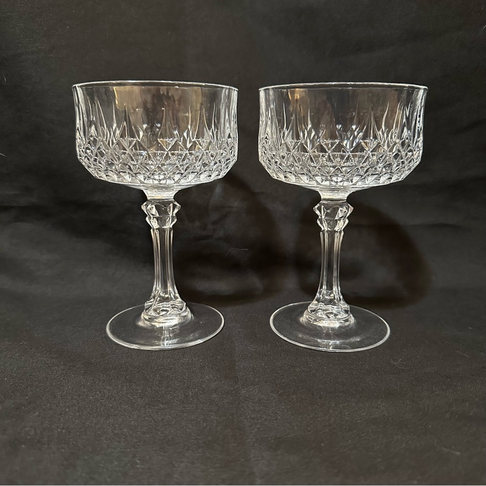 Cristal D'Arques Longchamp Clear Crystal Champagne Craft Cocktail Glasses Pair